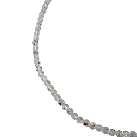 Vintage Faceted AB Aurora Borealis Bead Collar Choker Necklace Barrel Closure - Picture 7 of 8